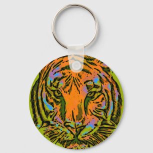 Chaveiro Pop Art TIGER HEAD + seu backgr. & ideias