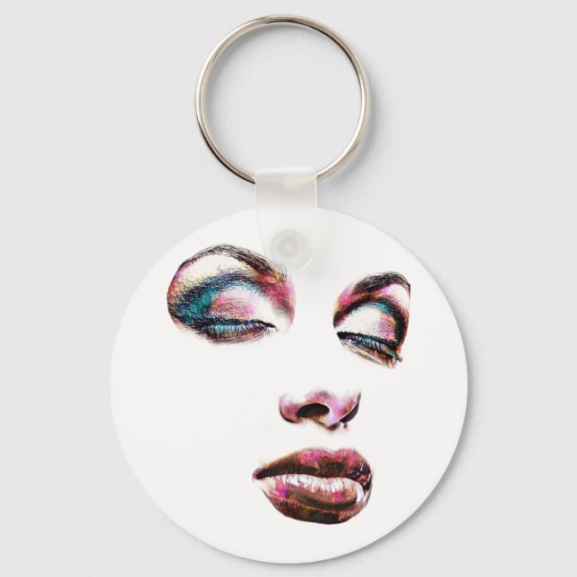 Chaveiro Pop Art Womans Face Makeup Beauty Abstrato art (Frente)