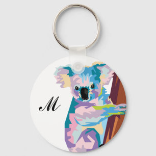 Chaveiro Pop Colorida Art Koala Monogrammed