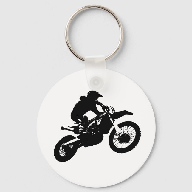 Chaveiro Pop de Arte Branca Negra Motocross Motorcyesporte (Frente)