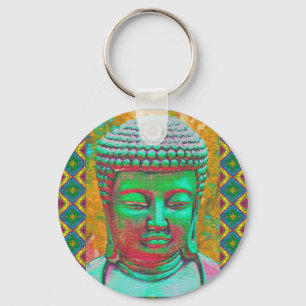 Chaveiro Pop de Buddha no verde e no vermelho da cerceta