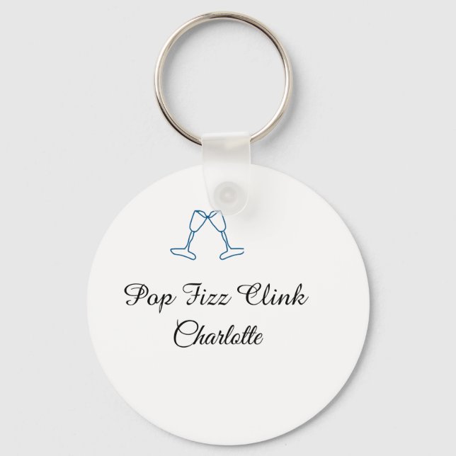 Chaveiro Pop fizz clink blue champagne bottle new year (Frente)