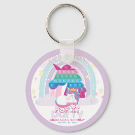 Chaveiro Pop It Birthday Personalizado Unicorn Rainbow