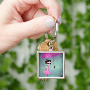 Chaveiro Pop Surrealismo Guarda-chuvas Rosa Ballerina