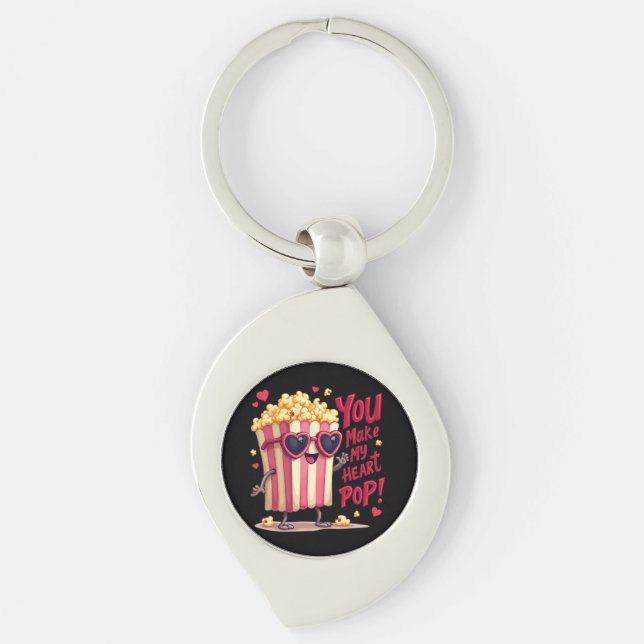 Chaveiro Popcorn Heart Pop Valentine Design (Frente)