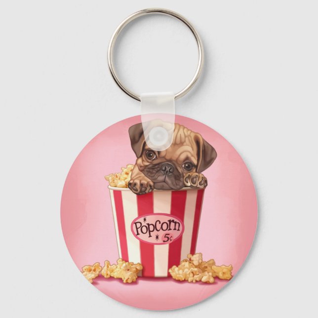 Chaveiro Popcorn Pug (Frente)