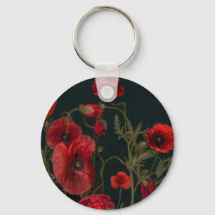 Chaveiro Poppies Vermelhos em Preto