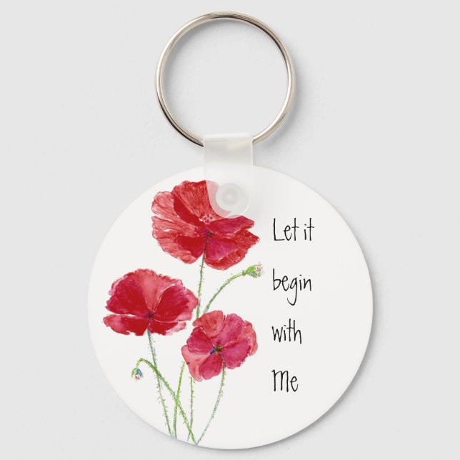 Chaveiro Poppies vermelhos personalizados Deixe-o começar c (Frente)