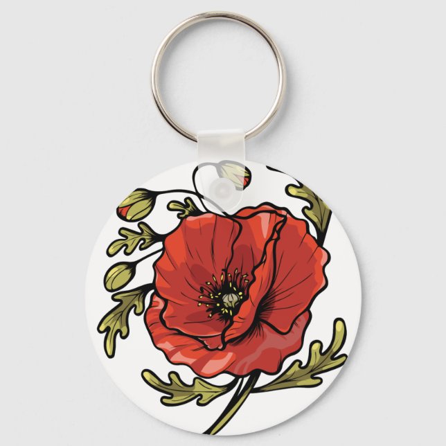 Chaveiro Poppy Flower Art Nouveau (Frente)