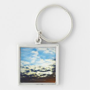 Chaveiro Por do sol azul alaranjado vermelho com nuvens