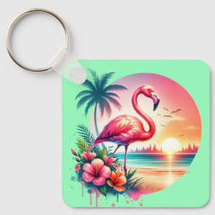 Chaveiro Pôr do Sol de Flamingo Rosa Clipart-93938