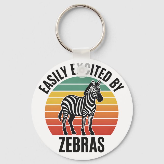 Chaveiro Pôr do Sol de Zebra Retro com Espírito Selvagem Di (Frente)