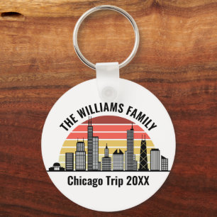Chaveiro Pôr do Sol em Chicago Viagem Familiar Personalizad