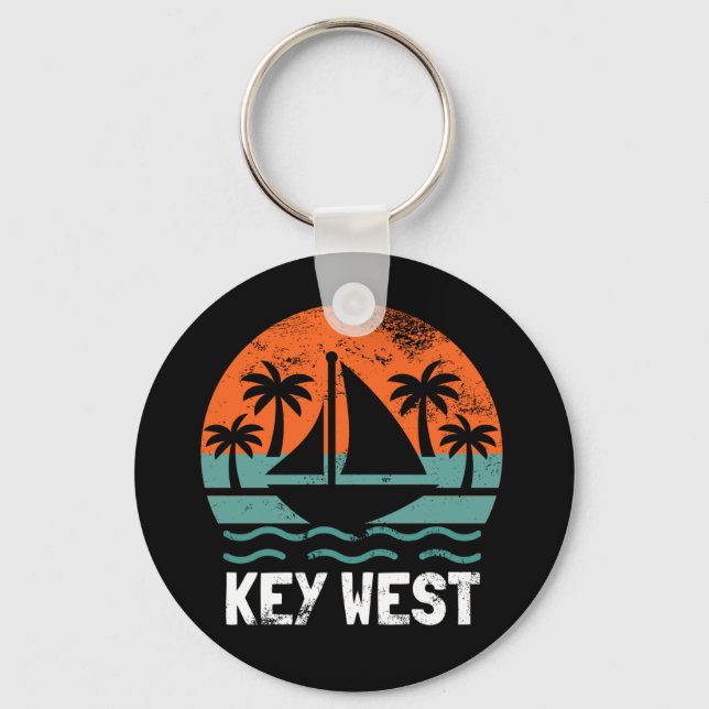 Chaveiro Pôr do Sol em Key West Férias Retrô (Frente)