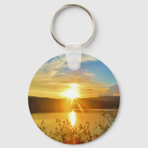 Chaveiro Pôr do sol no lago da montanha Arrowhead