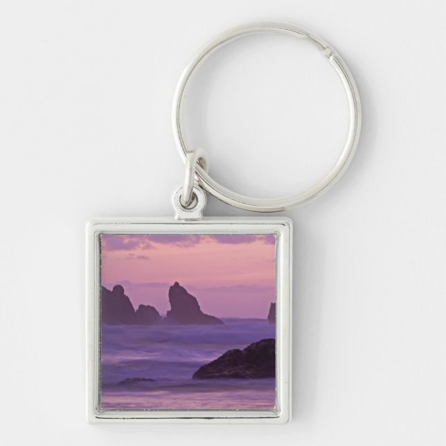 Chaveiro Pôr do sol nos Sea Stacks da Praia de Bandon. (Frente)
