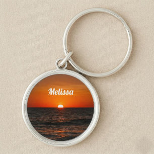 Chaveiro Pôr do Sol Oceano Nome Personalizado