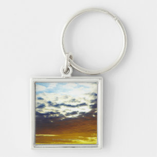 Chaveiro Por do sol temperamental azul amarelo com nuvens
