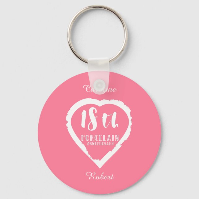 Chaveiro Porcelana tradicional do 18º aniversário de casame (Frente)
