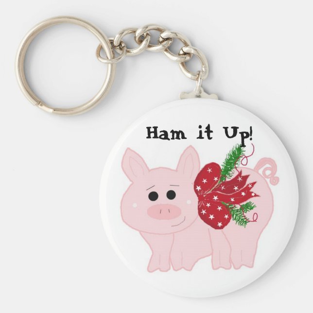 Chaveiro Porco de Natal Humorístico - Ame-o! (Frente)
