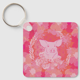 Chaveiro porco,flor da vida, azul, mandala,zen,chakra,patt