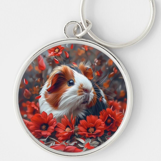 Chaveiro Porco-guineense entre Flores Vermelhas (Frente)