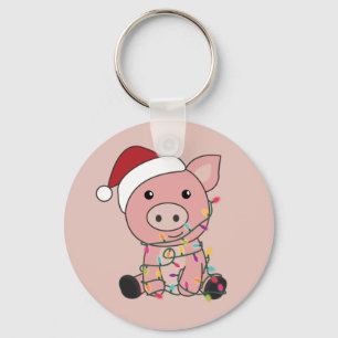 Chaveiro Porcos de Natal, Neve, Animais de inverno, Chaveir