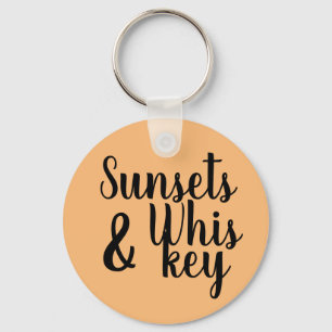 Chaveiro PÔRS DO SOL bonito e tipografia WHISKEY
