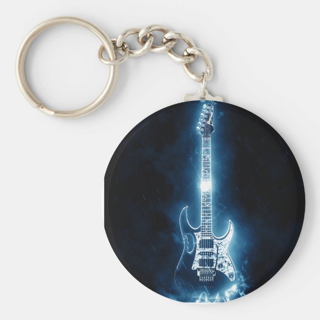 Chaveiro Porta copos de Papel Quadrado de Tin com Guitarra (Frente)