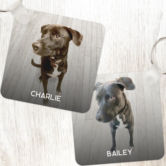 Chaveiro Porta Foto Duplo Personalizado para Cachorro com D (Double sided two photo personalized custom name dog or pet lover keyring keychain)