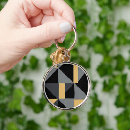 Chaveiro Porte-clés en Métal Premium Géométrique Noir