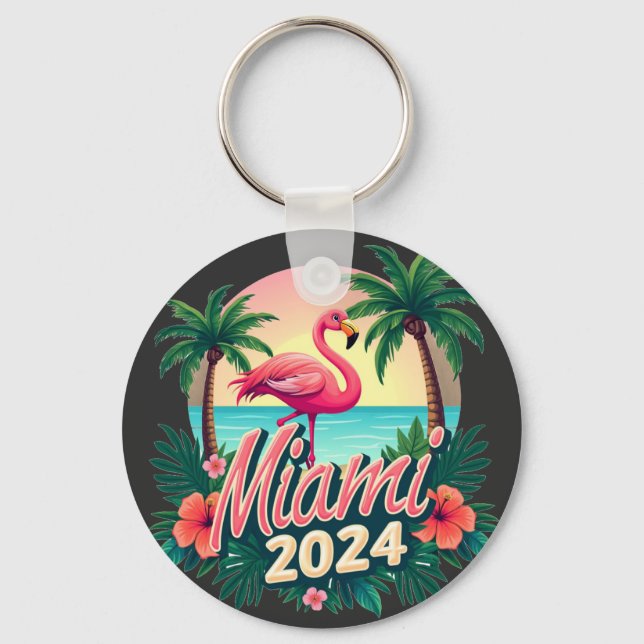 Chaveiro Porte-clés Miami 2024 – Souvenir tropical art déco (Frente)