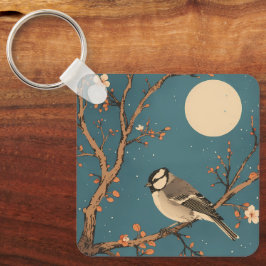 Chaveiro Porte-clés Moonlit Bird on Blossom Branch