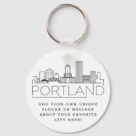 Chaveiro Portland, Oregon Stylized Skyline | Slogan Persona