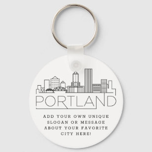 Chaveiro Portland, Oregon Stylized Skyline   Slogan Persona