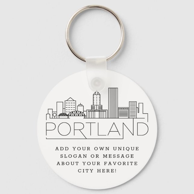 Chaveiro Portland, Oregon Stylized Skyline | Slogan Persona (Frente)