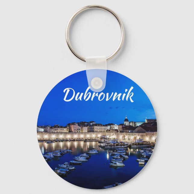 Chaveiro Porto de Dubrovnik e paredes iluminadas à noite (Frente)