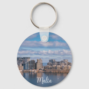 Chaveiro Porto de Sliema e arranha-céus em Malta