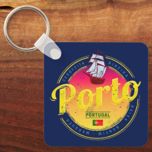 Chaveiro Porto em Portugal Navio Retro Sunset Vintage