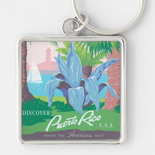 Chaveiro Porto Rico Apresentou Imagens Vintage (Frente)