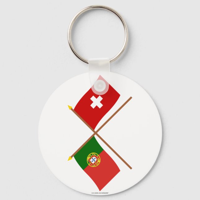 Chaveiro Portugal e Bandeiras Cruzadas de Suiça (Frente)