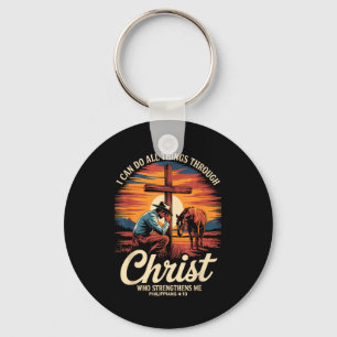 Chaveiro Posso Fazer Todas as Coisas Através de Cristo Cowb