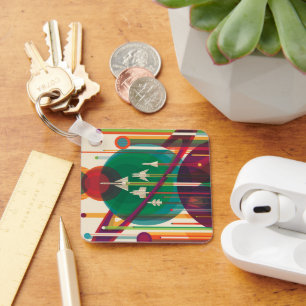 Chaveiro Poster de viagens de espaço retrô - Grande Tour do