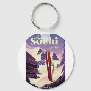 Chaveiro Poster de viagens de Esqui Sochi Rússia