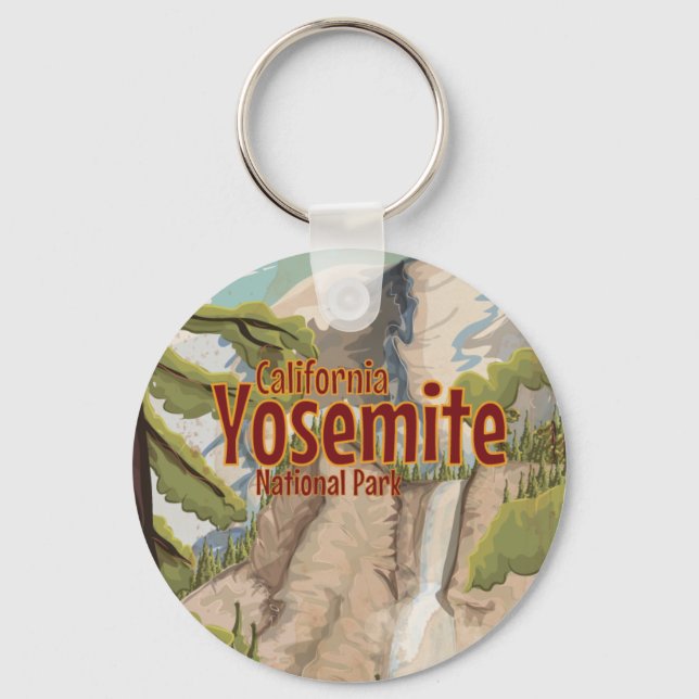 Chaveiro Poster de viagens do Parque Nacional Yosemite (Frente)