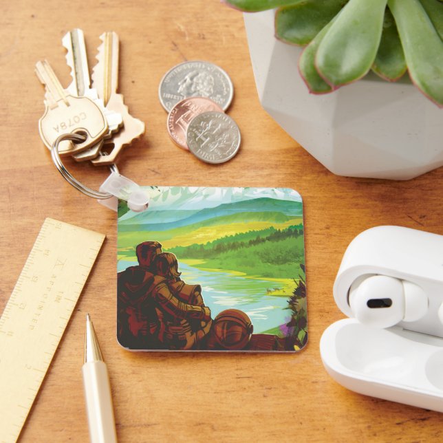 Chaveiro Poster de viagens Espacial Retroativo E Missão De  (Mesa)