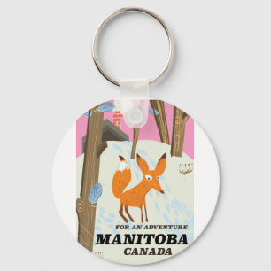 Chaveiro poster de viagens estilo vintage Manitoba Canada