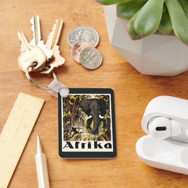 Chaveiro Poster de viagens Vintage Africa, Elefante African (Mesa)