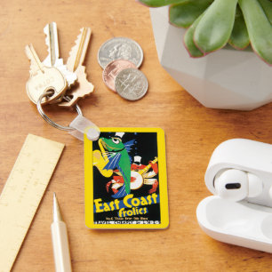 Chaveiro Poster de viagens vintage, frutos do mar da Costa