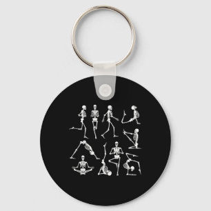 Chaveiro Posturas de Yoga de Esqueleto Halloween Engraçado